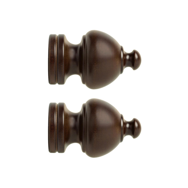PAIR / For 1  3/8 inch Rod / Drapery Wood Finial for 1  3/8" Ball Pole Adaptor Plug