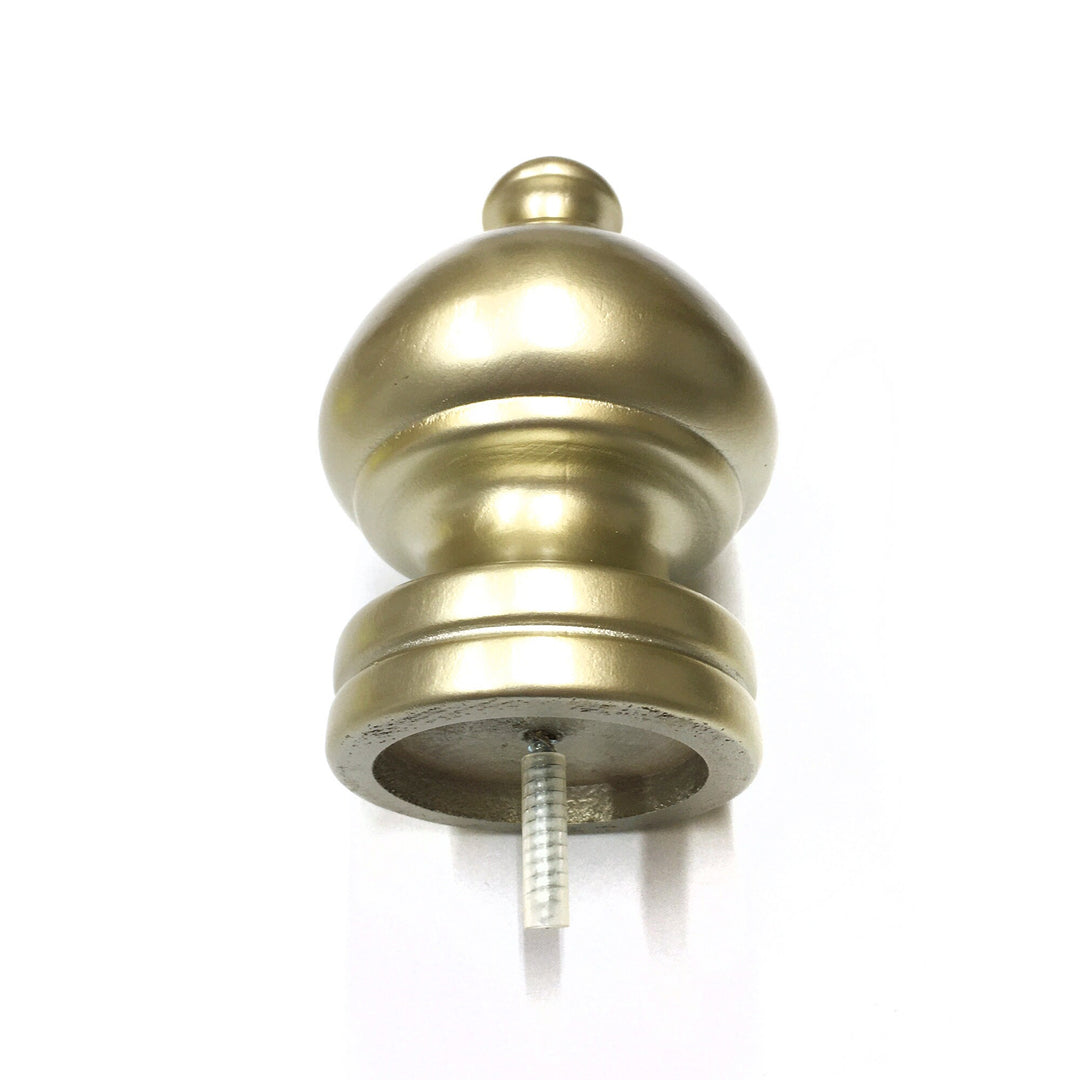PAIR / For 2 inch Rod / Drapery Wood Finial for 2" Pole Adaptor Plug / Drapery Curtain Hardware / Bright Gold Color