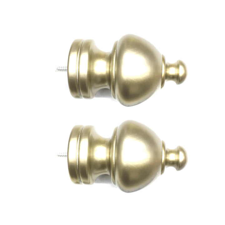 PAIR / For 2 inch Rod / Drapery Wood Finial for 2" Pole Adaptor Plug / Drapery Curtain Hardware / Bright Gold Color