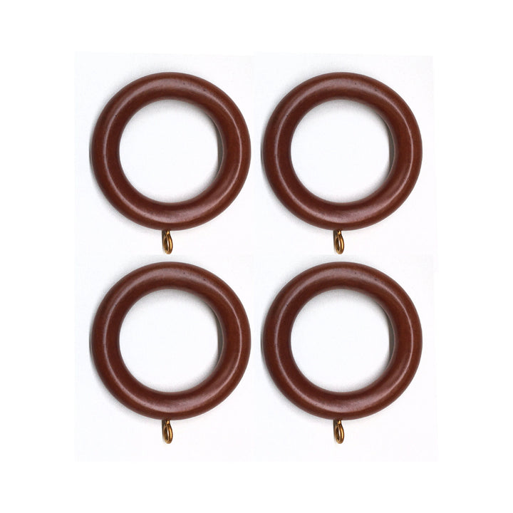 7 PC / 1  3/8 inch Rod / Wood Rod Pole Ring for 1 3/8" Inch Rod / Drapery Curtain Hardware / Mahogany