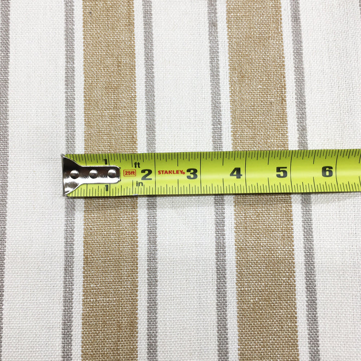 3.5 Yards / Cotton Beige Mustard Stripe Fabric