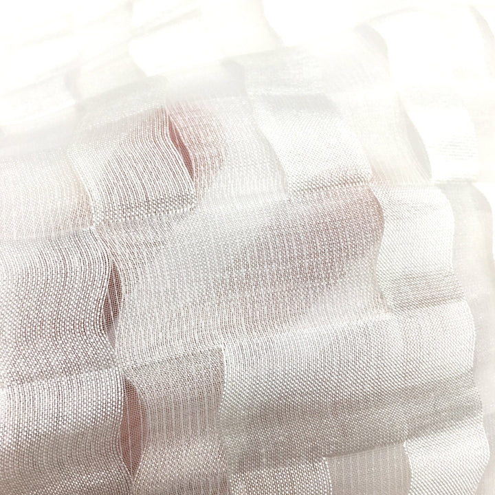 Ivory Geometric Open Weave Soft Sheer Fabric