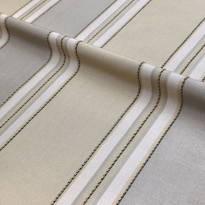 110" Wide Beige Taupe Stripe Faux Silk Fabric