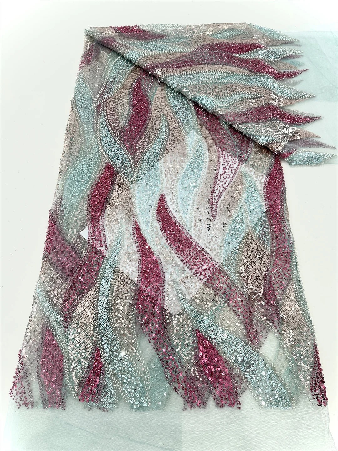 5 YARDS / 9 COLORI / Tessuto per abiti da cerimonia nuziale da sposa in pizzo scintillante con perline ricamate e paillettes Claudine