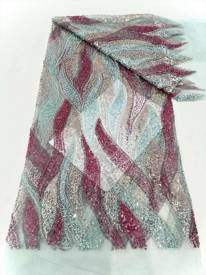 5 YARDS / 9 COLORI / Tessuto per abiti da cerimonia nuziale da sposa in pizzo scintillante con perline ricamate e paillettes Claudine
