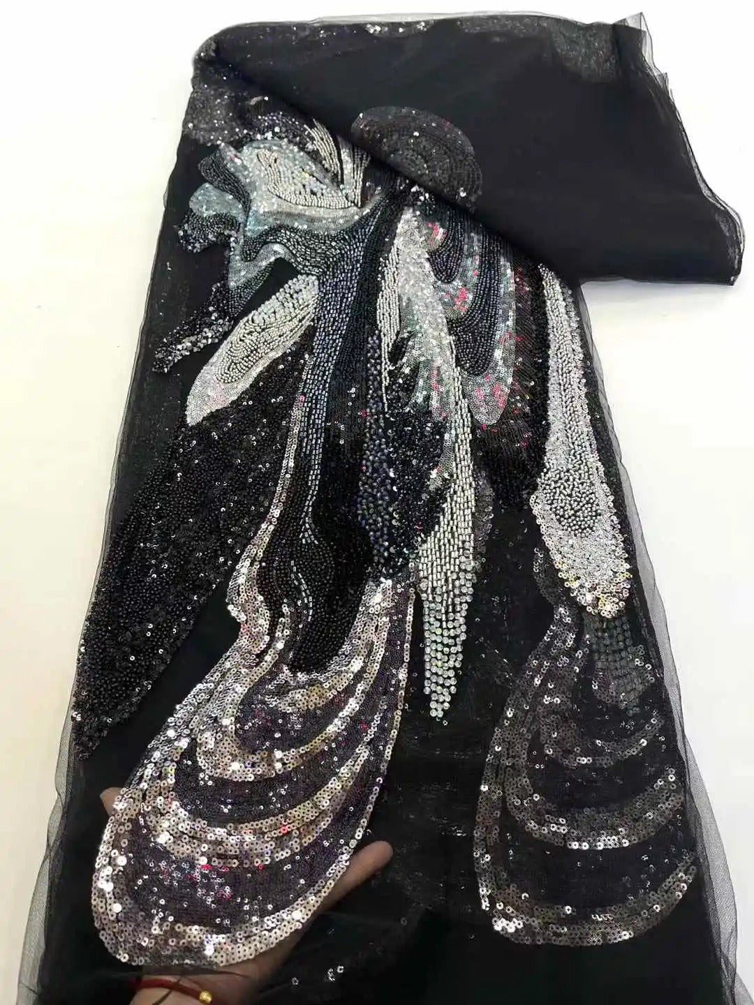 5 YARDS / 5 COLORS / DIODOTOS Sequin Beaded Embroidery Glitter Mesh Dress Lace Fabric