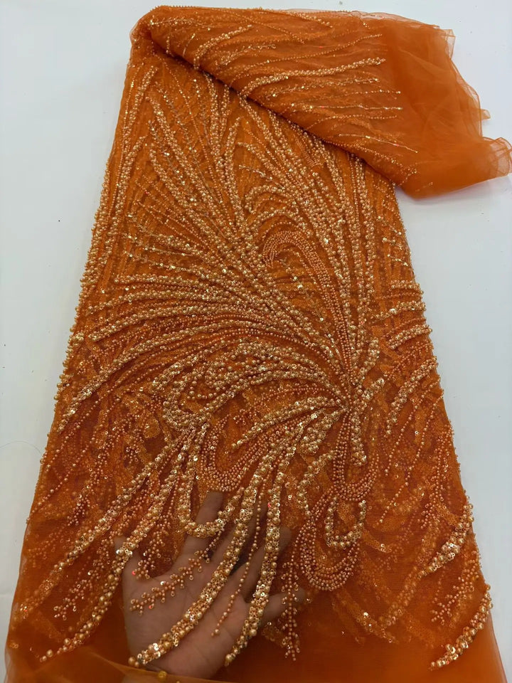 5 YARDS / 8 COLORS / Veloura Beaded Embroidery Bridal Mesh Lace Fabric