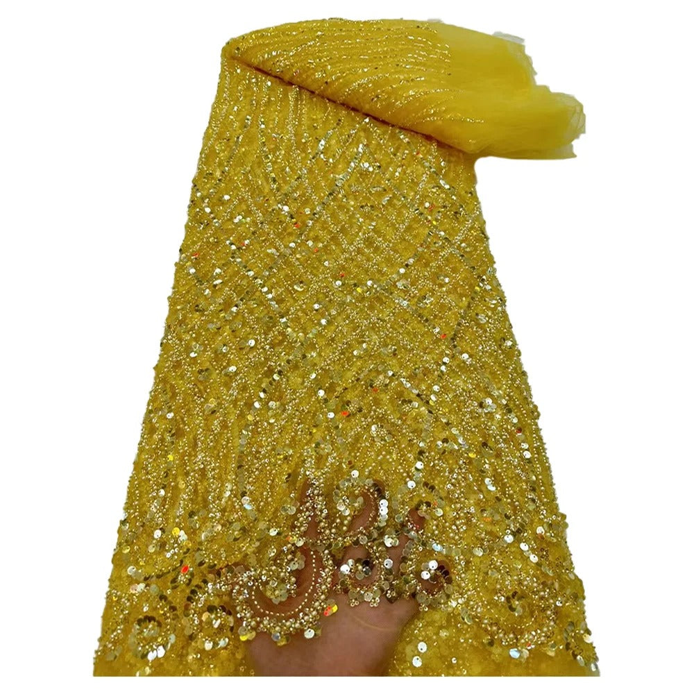 5 YARDS / 9 COLORS / ANUBIS Sequin Beaded Embroidery Glitter Mesh Dress Lace Fabric
