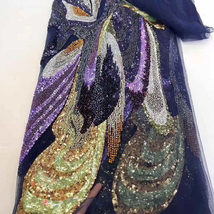 5 YARDS / 5 COLORS / DIODOTOS Sequin Beaded Embroidery Glitter Mesh Dress Lace Fabric