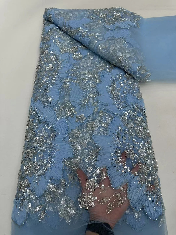 5 YARDS / 16 COLORI / Tessuto Delphine per abiti da cerimonia nuziale con paillettes ricamate in rete di pizzo scintillante