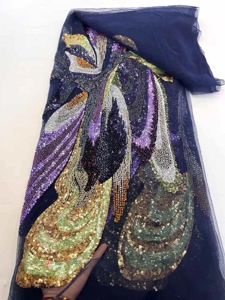 5 YARDS / 5 COLORS / DIODOTOS Sequin Beaded Embroidery Glitter Mesh Dress Lace Fabric