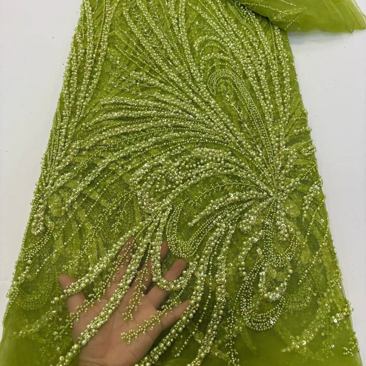 5 YARDS / 8 COLORS / Veloura Beaded Embroidery Bridal Mesh Lace Fabric