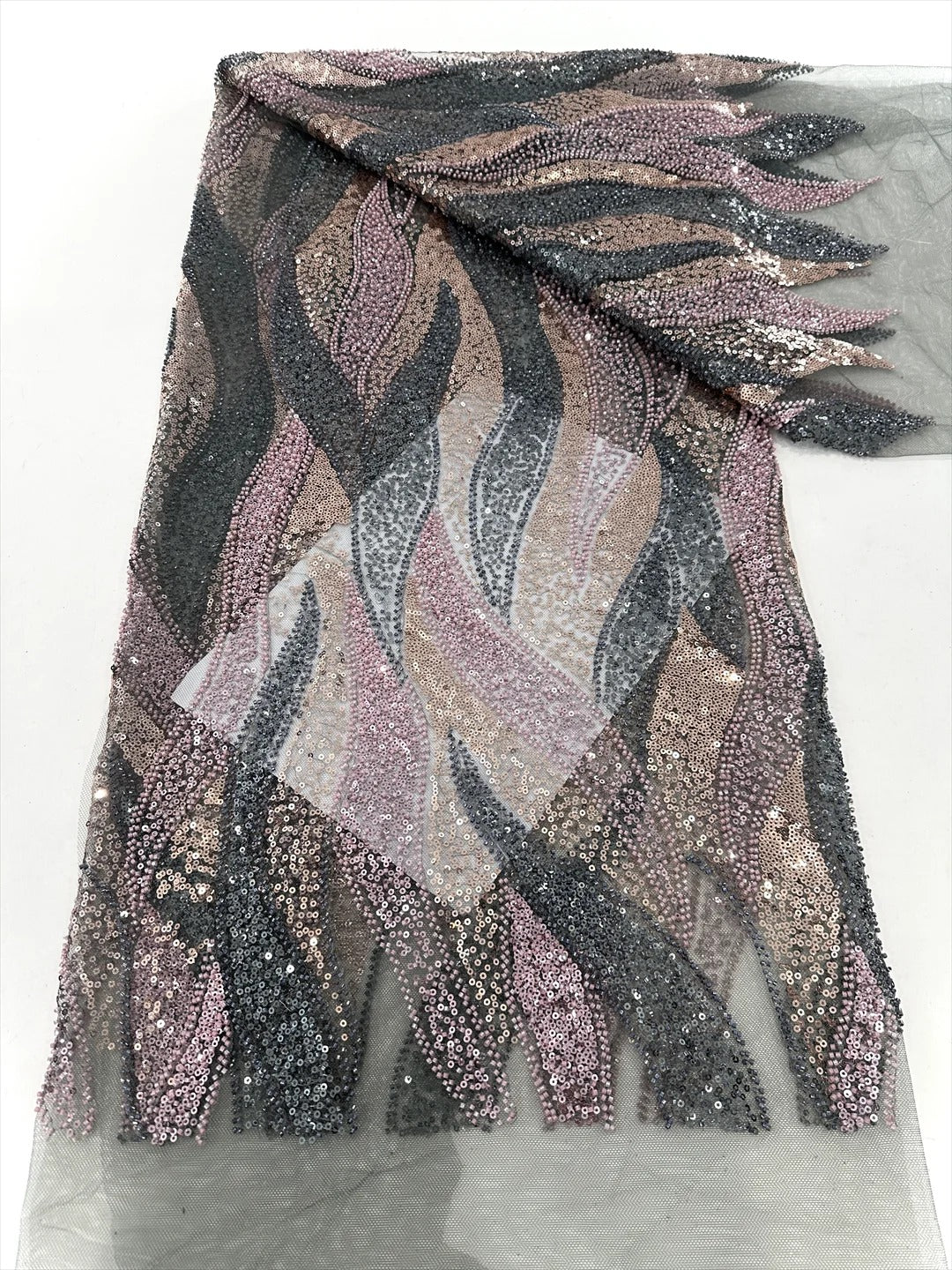 5 YARDS / 9 COLORI / Tessuto per abiti da cerimonia nuziale da sposa in pizzo scintillante con perline ricamate e paillettes Claudine