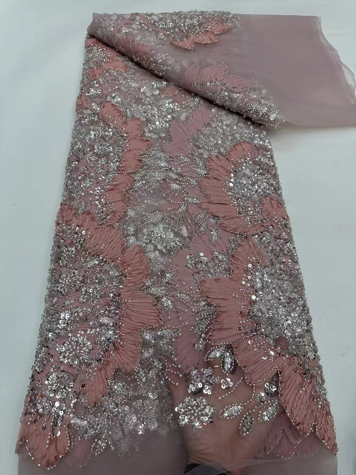 5 YARDS / 16 COLORI / Tessuto Delphine per abiti da cerimonia nuziale con paillettes ricamate in rete di pizzo scintillante