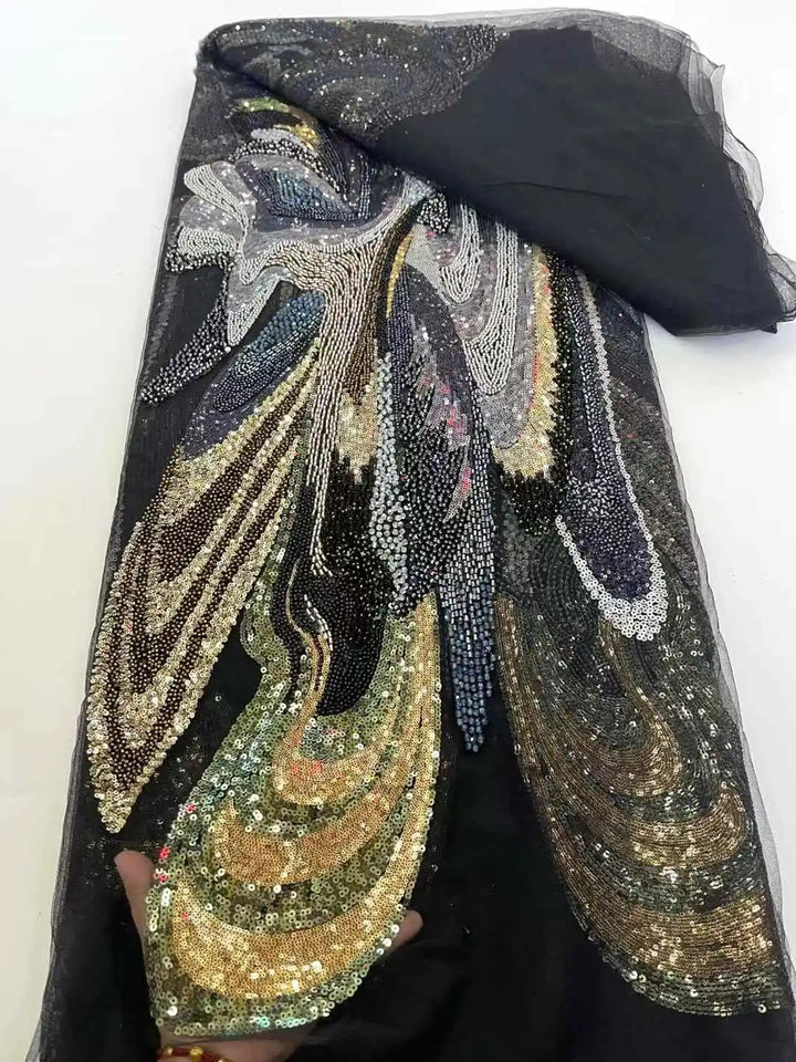 5 YARDS / 5 COLORS / DIODOTOS Sequin Beaded Embroidery Glitter Mesh Dress Lace Fabric