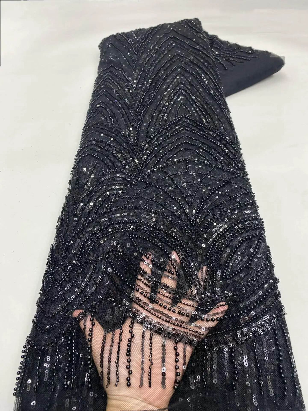 5 YARDS / 8 COLORS / Luana Floral Sequin Beaded Embroidery Glitter Mesh Lace  Party Prom Bridal Dress Fabric