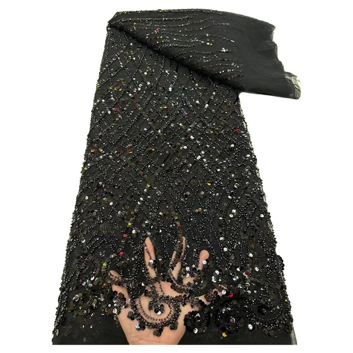 5 YARDS / 9 COLORS / ANUBIS Sequin Beaded Embroidery Glitter Mesh Dress Lace Fabric
