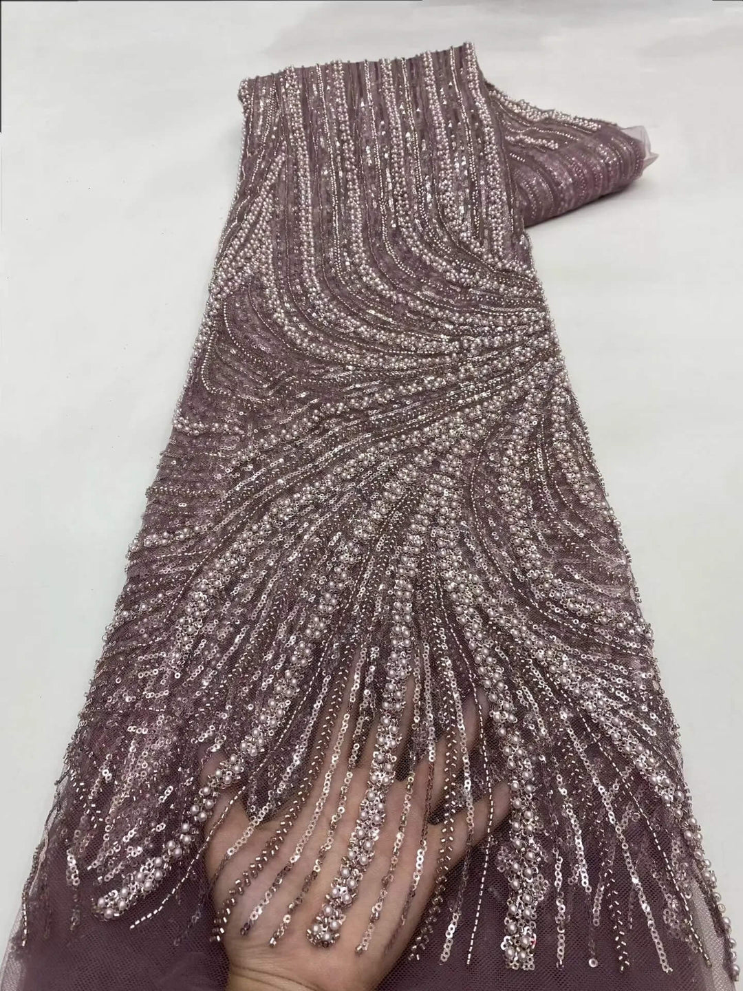 5 YARDS / 8 colors / Glaciers Abstract Beaded Mesh Ground Glitter Embroidery Mesh Lace Fabric