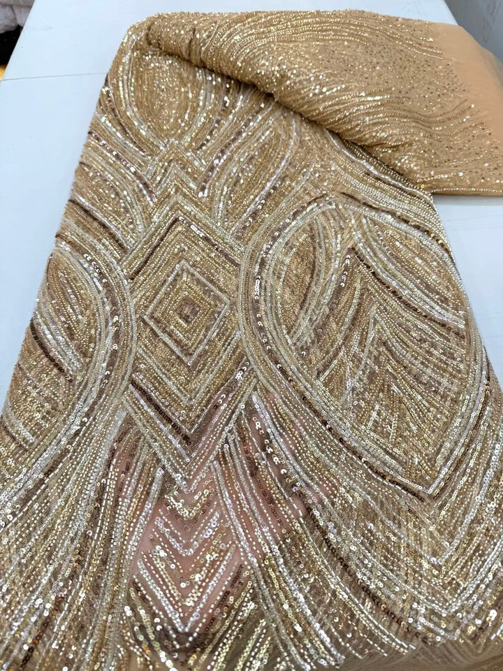 5 YARDS / 7 COLORS / DIODOROS Sequin Beaded Embroidery Glitter Mesh Dress Lace Fabric