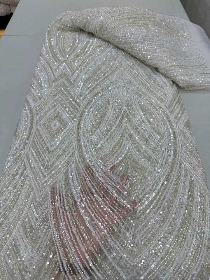 5 YARDS / 7 COLORS / DIODOROS Sequin Beaded Embroidery Glitter Mesh Dress Lace Fabric