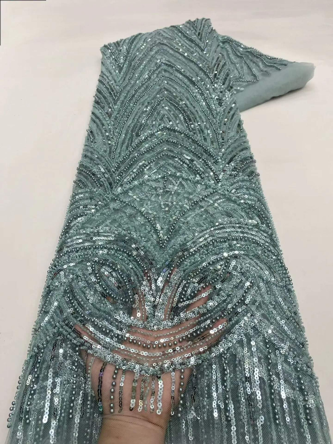 5 YARDS / 8 COLORS / Luana Floral Sequin Beaded Embroidery Glitter Mesh Lace  Party Prom Bridal Dress Fabric