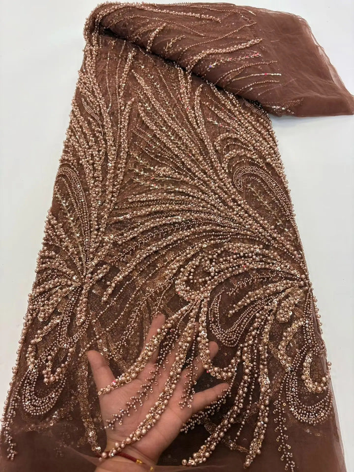 5 YARDS / 8 COLORS / Veloura Beaded Embroidery Bridal Mesh Lace Fabric