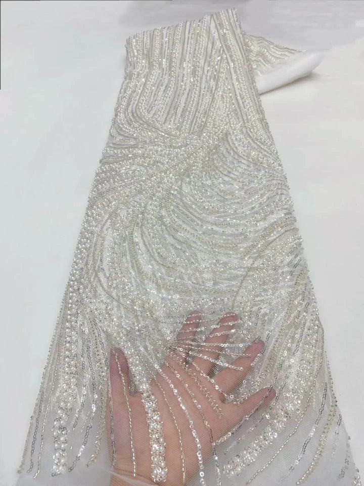 5 YARDS / 8 colors / Glaciers Abstract Beaded Mesh Ground Glitter Embroidery Mesh Lace Fabric