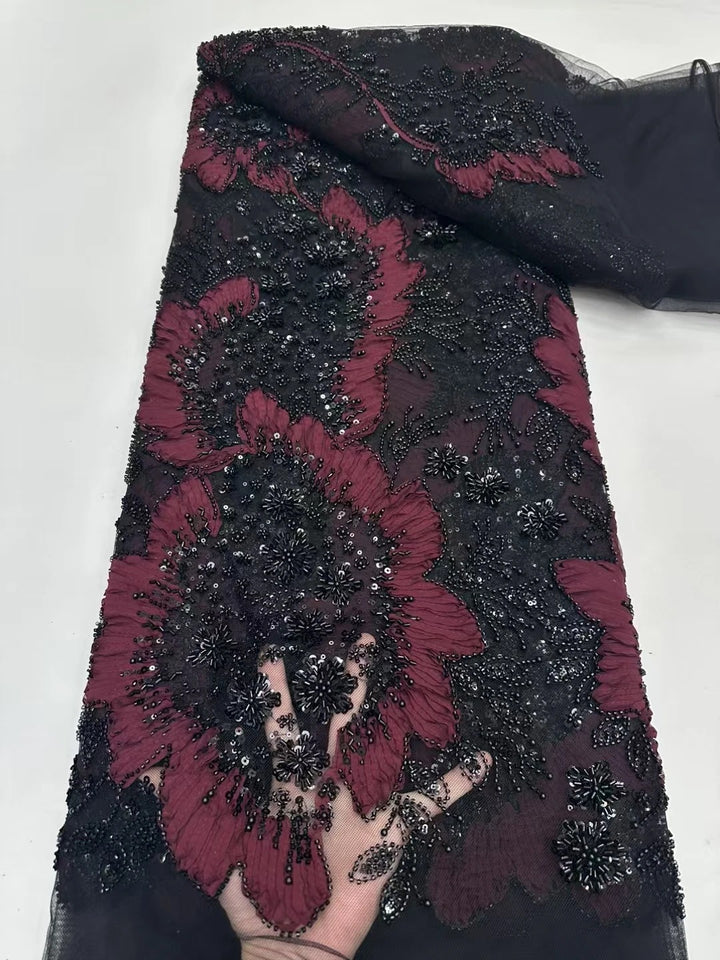 5 YARDS / 16 COLORI / Tessuto Delphine per abiti da cerimonia nuziale con paillettes ricamate in rete di pizzo scintillante