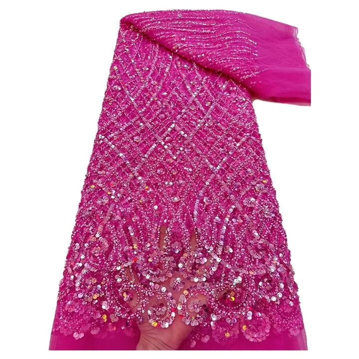 5 YARDS / 9 COLORS / ANUBIS Sequin Beaded Embroidery Glitter Mesh Dress Lace Fabric