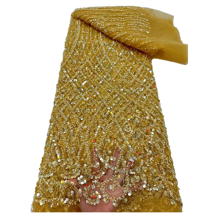 5 YARDS / 9 COLORS / ANUBIS Sequin Beaded Embroidery Glitter Mesh Dress Lace Fabric