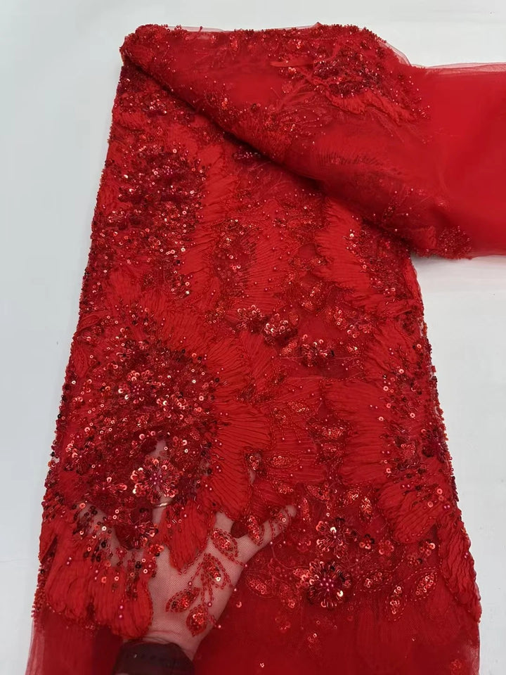 5 YARDS / 16 COLORI / Tessuto Delphine per abiti da cerimonia nuziale con paillettes ricamate in rete di pizzo scintillante