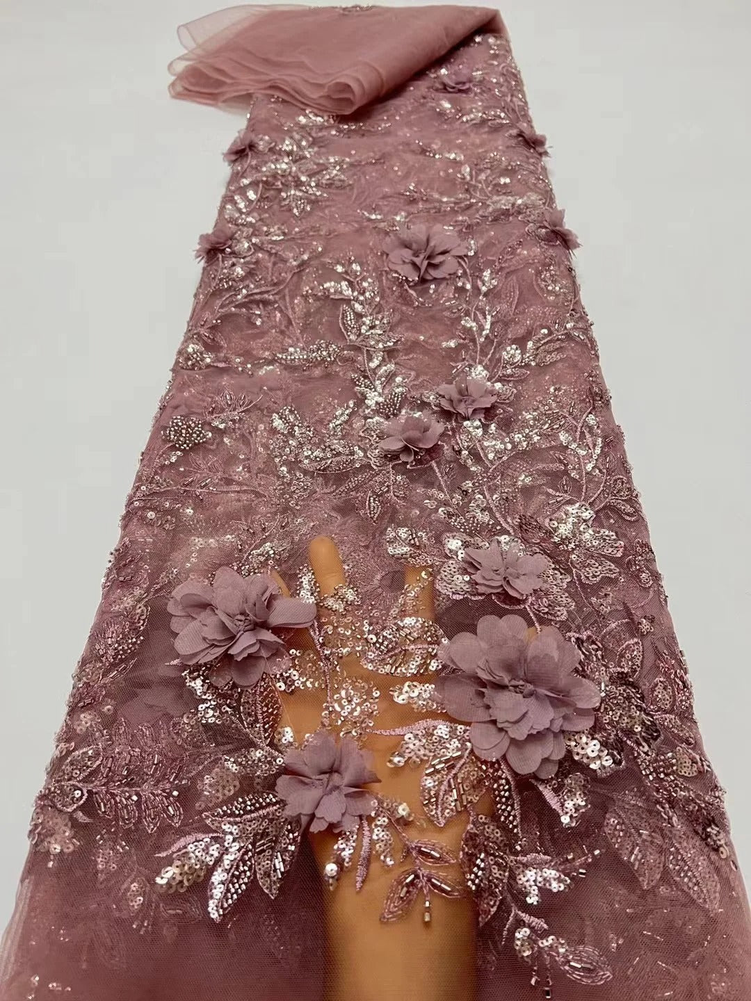 5 YARDS / 14 COLORS / Maélie Beaded Embroidery Glitter Mesh Lace  Party Prom Bridal Dress Fabric