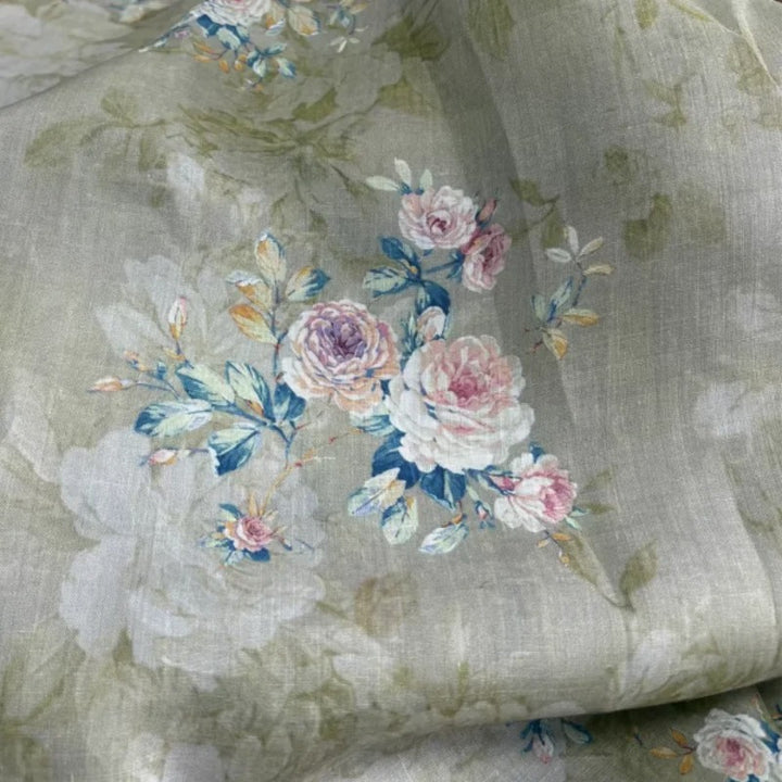 Inci Floral Cotton Linen Fabric