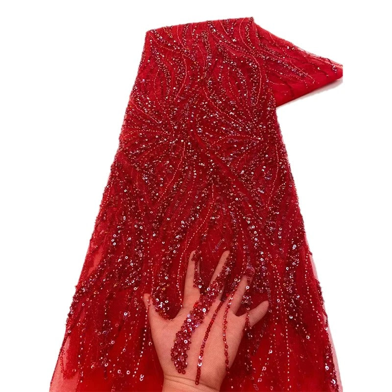 5 YARDS / Èves Red Glitter Red Mesh Sequin Embroidery Lace Party Prom –  Classic Modern Fabrics