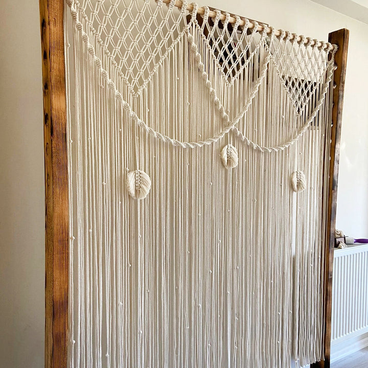 Chic Fringe Macrame Window Wall Curtain Rod Pocket Drapery