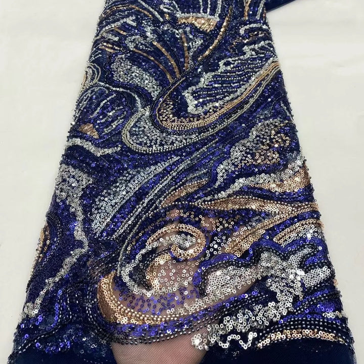 5 YARDS / 7 COLORS / GABRIĒL Sequin Beaded Embroidery Glitter Mesh Dress Lace Fabric