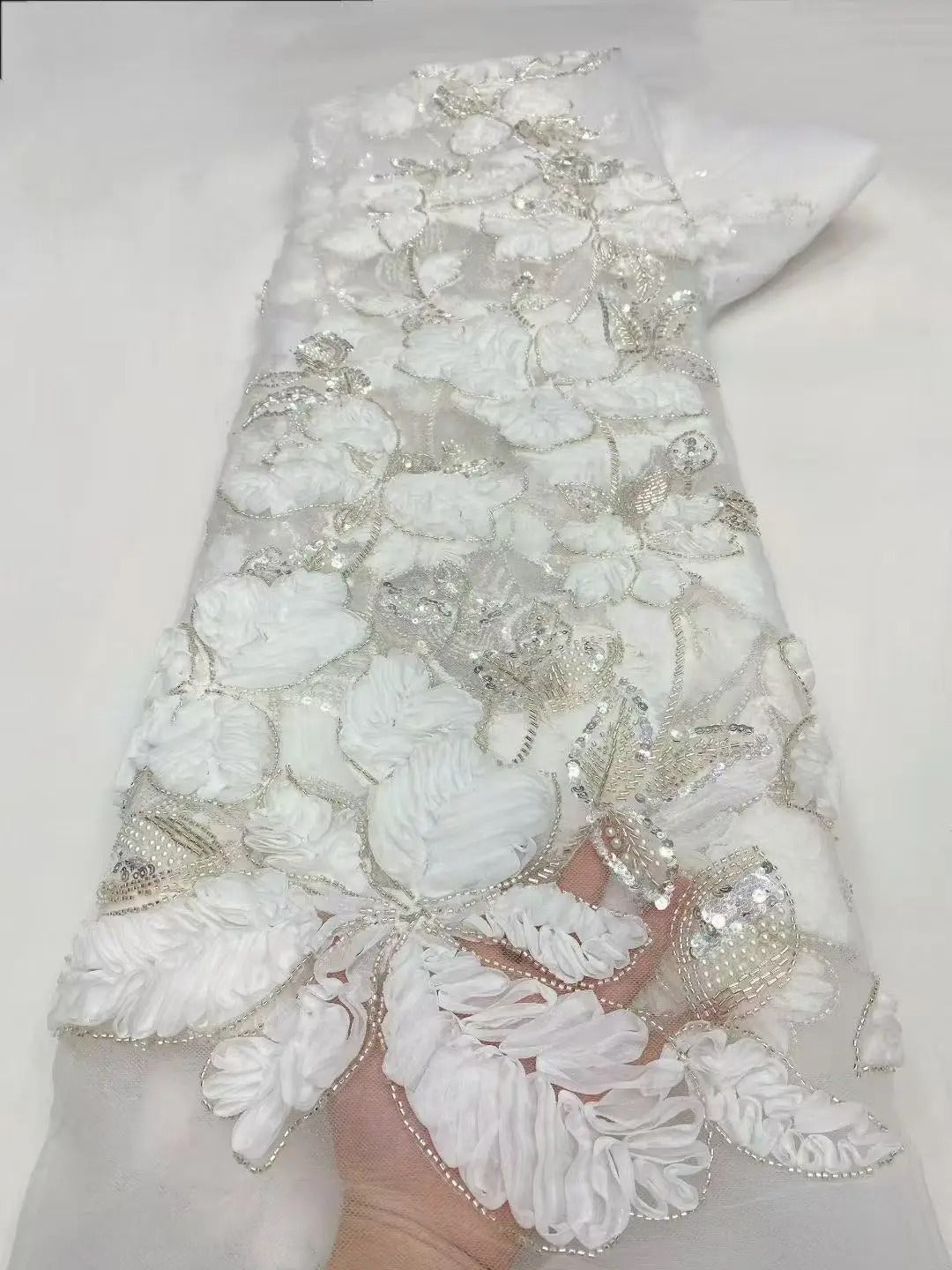 5 YARDS / 16 COLORI / Tessuto Delphine per abiti da cerimonia nuziale con paillettes ricamate in rete di pizzo scintillante
