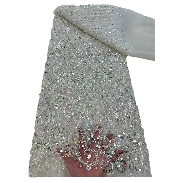5 YARDS / 9 COLORS / ANUBIS Sequin Beaded Embroidery Glitter Mesh Dress Lace Fabric