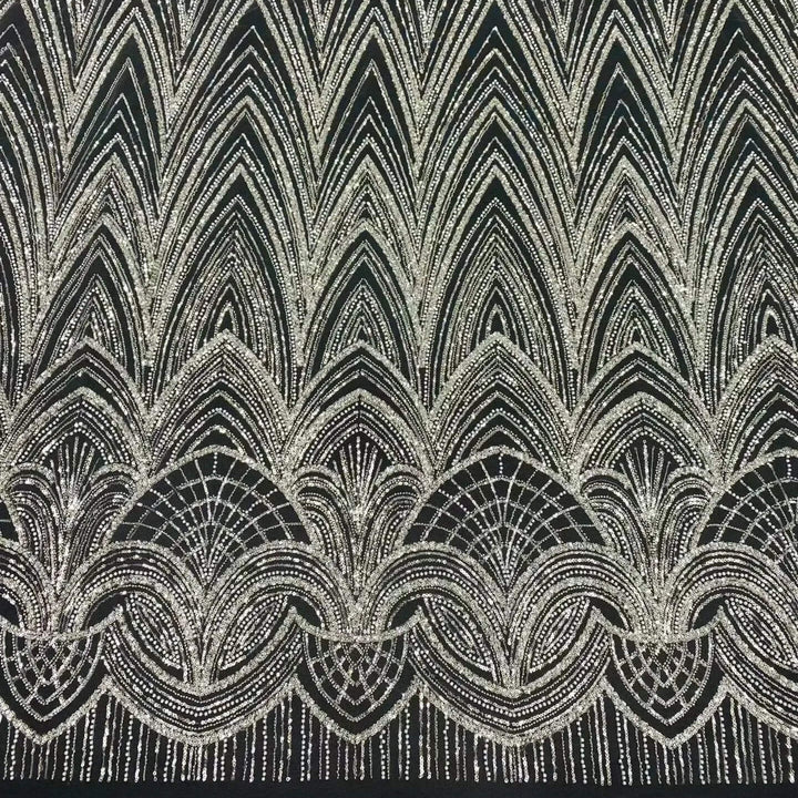 5 YARDS / 8 COLORS / Luana Floral Sequin Beaded Embroidery Glitter Mesh Lace  Party Prom Bridal Dress Fabric