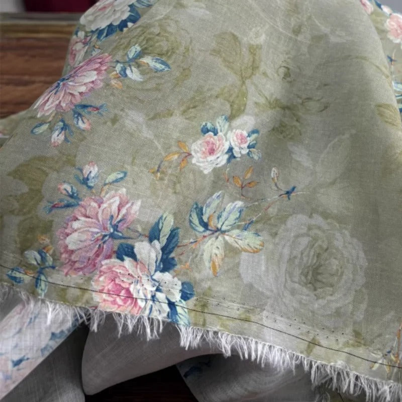 Inci Floral Cotton Linen Fabric
