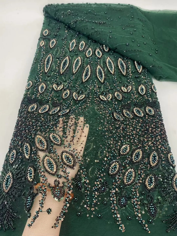 5 YARDS / 16 COLORS / Tomekate Floral Sequin Beaded Embroidery Tulle Mesh Lace Dress Fabric