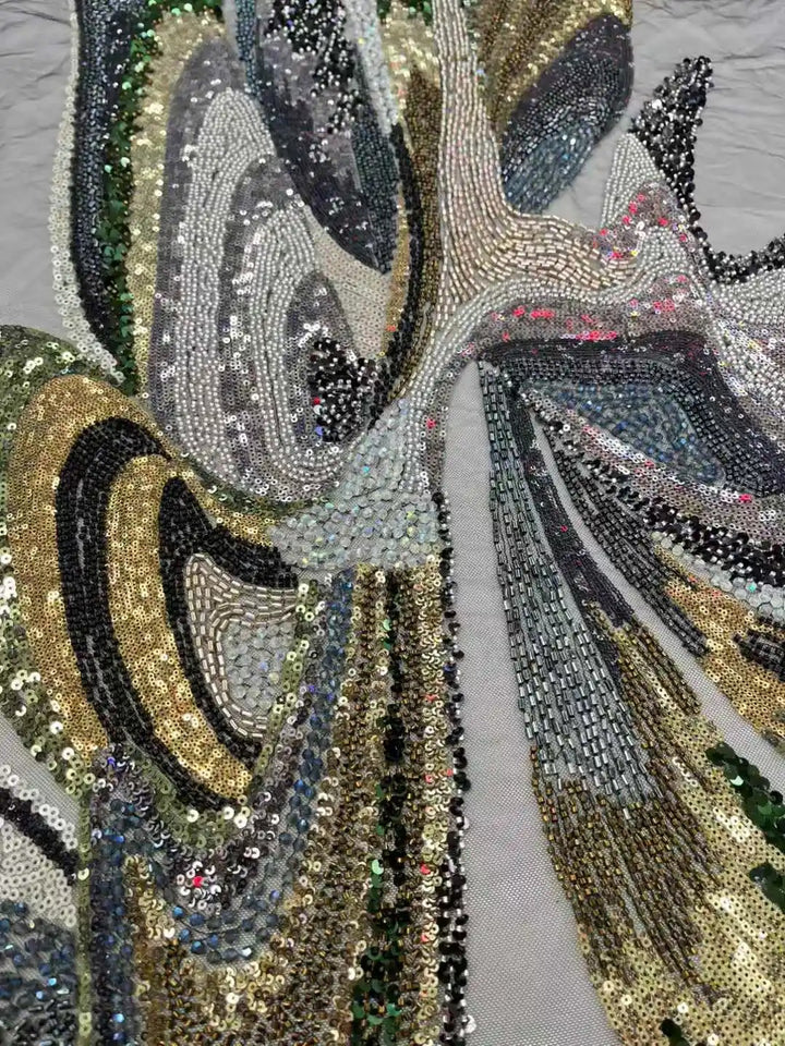 5 YARDS / 5 COLORS / DIODOTOS Sequin Beaded Embroidery Glitter Mesh Dress Lace Fabric