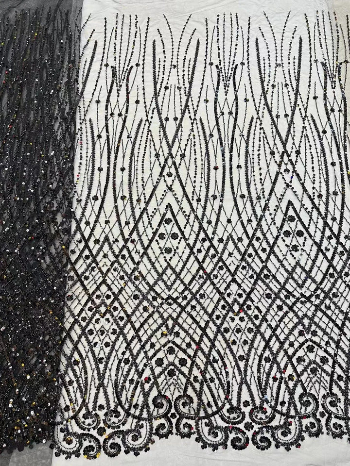 5 YARDS / 9 COLORS / ANUBIS Sequin Beaded Embroidery Glitter Mesh Dress Lace Fabric