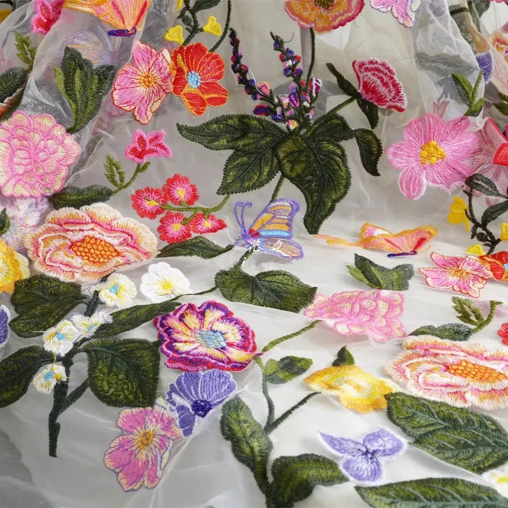 Bloom Haven Floral Allover Embroidery Tulle Mesh Lace