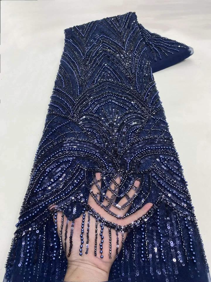 5 YARDS / 8 COLORS / Luana Floral Sequin Beaded Embroidery Glitter Mesh Lace  Party Prom Bridal Dress Fabric