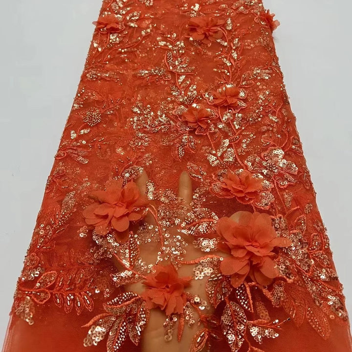 5 YARDS / 14 COLORS / Maélie Beaded Embroidery Glitter Mesh Lace  Party Prom Bridal Dress Fabric