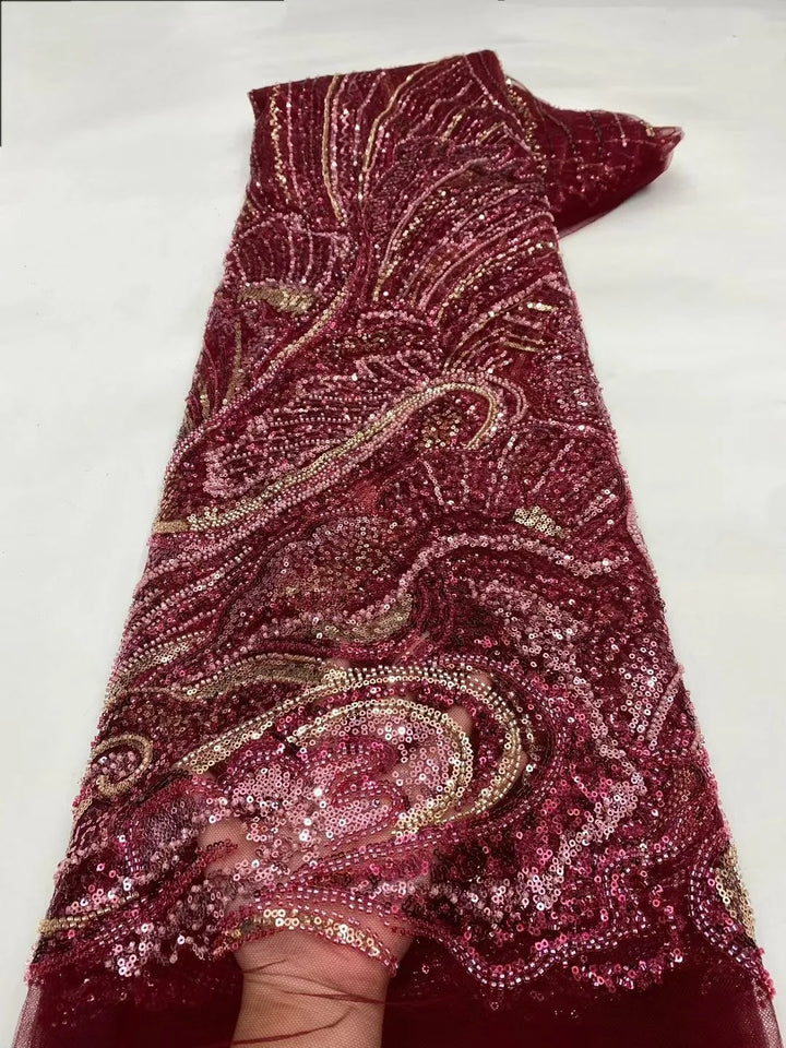 5 YARDS / 7 COLORS / GABRIĒL Sequin Beaded Embroidery Glitter Mesh Dress Lace Fabric