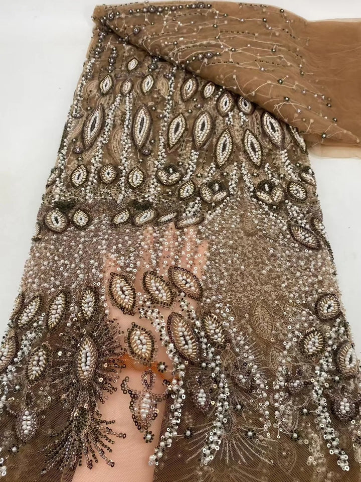 5 YARDS / 16 COLORS / Tomekate Floral Sequin Beaded Embroidery Tulle Mesh Lace Dress Fabric