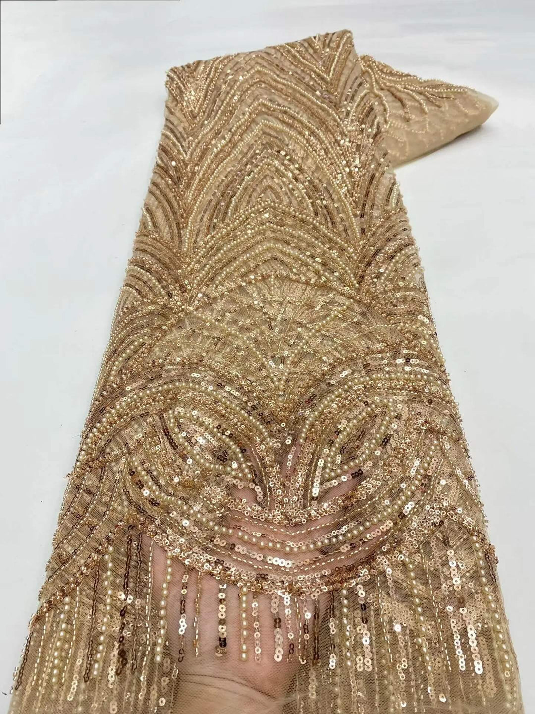 5 YARDS / 8 COLORS / Luana Floral Sequin Beaded Embroidery Glitter Mesh Lace  Party Prom Bridal Dress Fabric