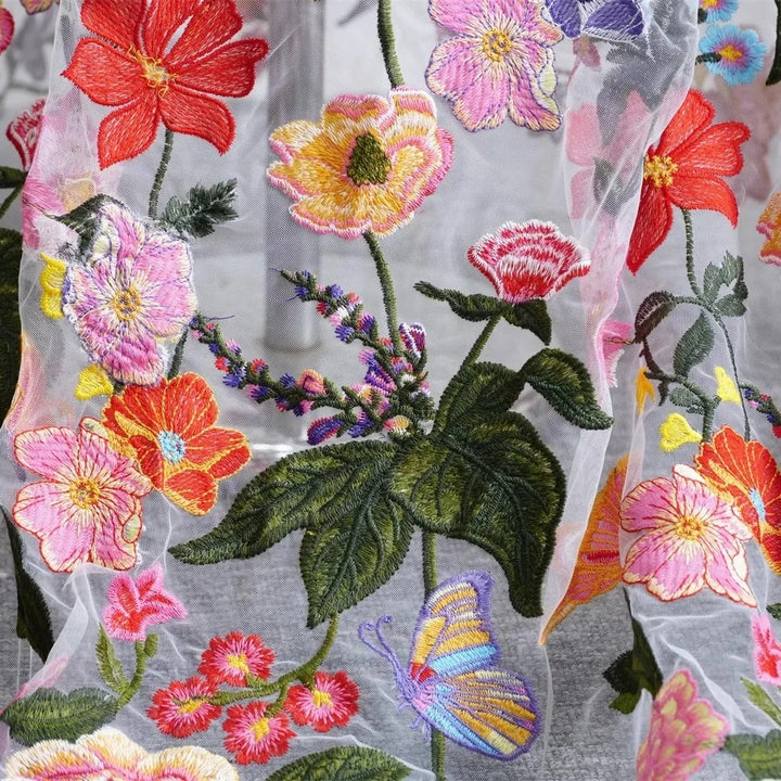 Bloom Haven Floral Allover Embroidery Tulle Mesh Lace